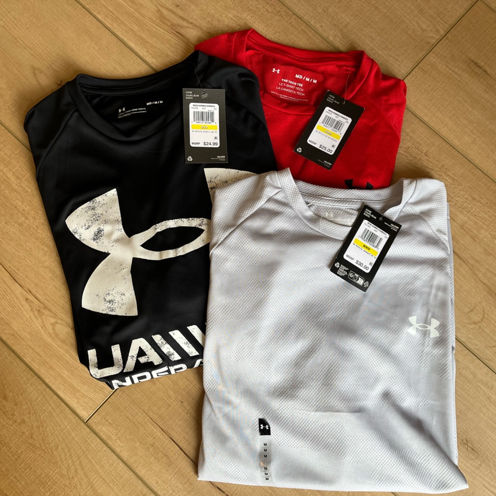 Under Armour Trio T-Shirts - Black, White, Red